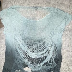 Gracia Blue Gradient Oversized Top with open trays back in Small